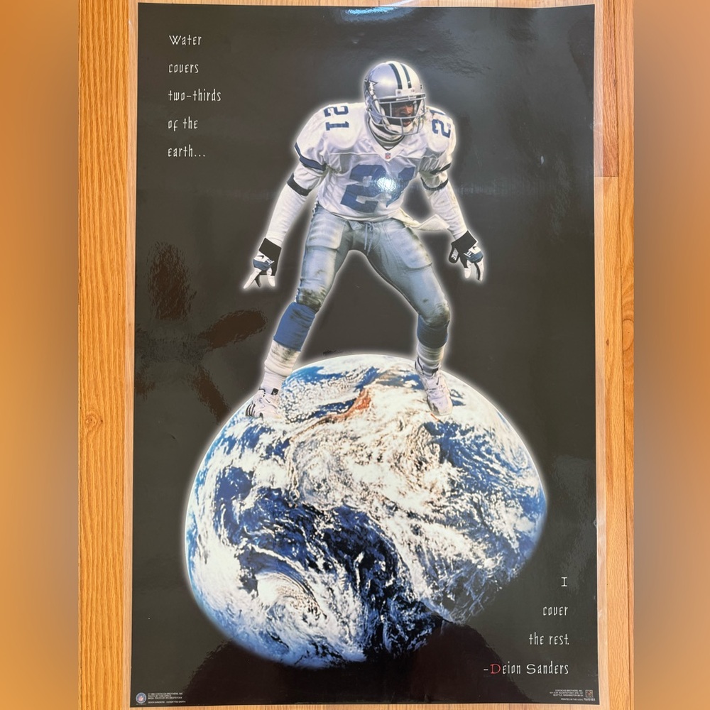 New Deion Sanders Water Covers The Earth Dallas Cowboys Laminated 23”x35” Poster